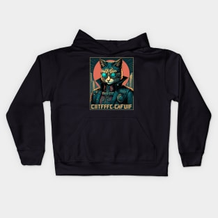 cyber detective cat portrait wearing cool glasses Kids Hoodie